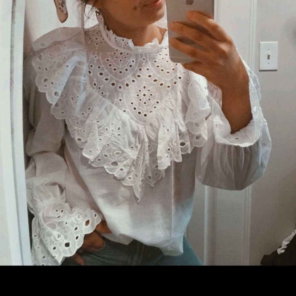SHEIN eyelet Ruffle Trim blouse - Picture 13 of 16